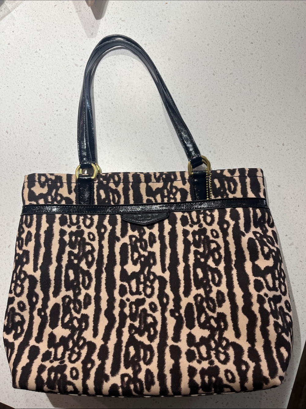 Coach Classic Leopard-Print Tote Bag - Black and Cream